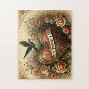 Vintage/retro/Victorian Valentine's day heart Jigsaw Puzzle