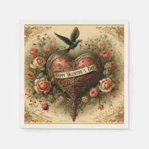 Vintage/retro/Victorian Valentine's day heart Napkins