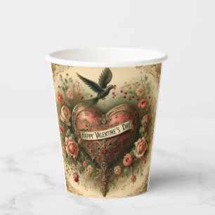 Vintage/retro/Victorian Valentine's day heart Paper Cups