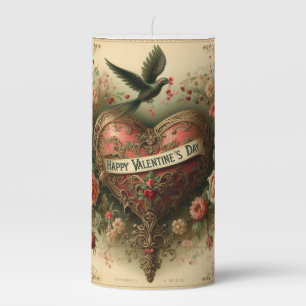 Vintage/retro/Victorian Valentine's day heart Pillar Candle