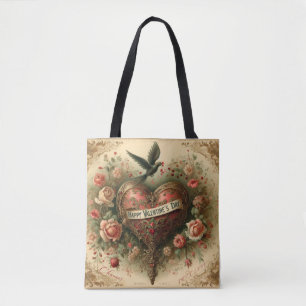 Vintage/retro/Victorian Valentine's day heart Tote Bag