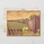Vintage Retro Vineyard Sunset Save The Date Announcement Postcard (Front/Back)