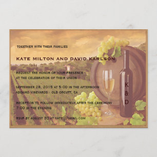 Vintage Retro Vineyard Sunset Wedding Invite
