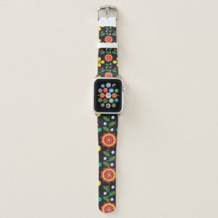 Vintage retro vintage flower vertical lines seamle apple watch band
