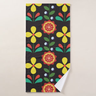 Vintage retro vintage flower vertical lines seamle bath towel