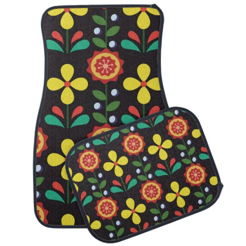 Vintage retro vintage flower vertical lines seamle car floor mat