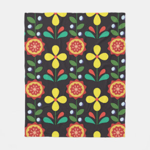 Vintage retro vintage flower vertical lines seamle fleece blanket