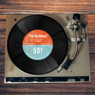 Vintage Retro Vinyl Record Music Birthday Invitation