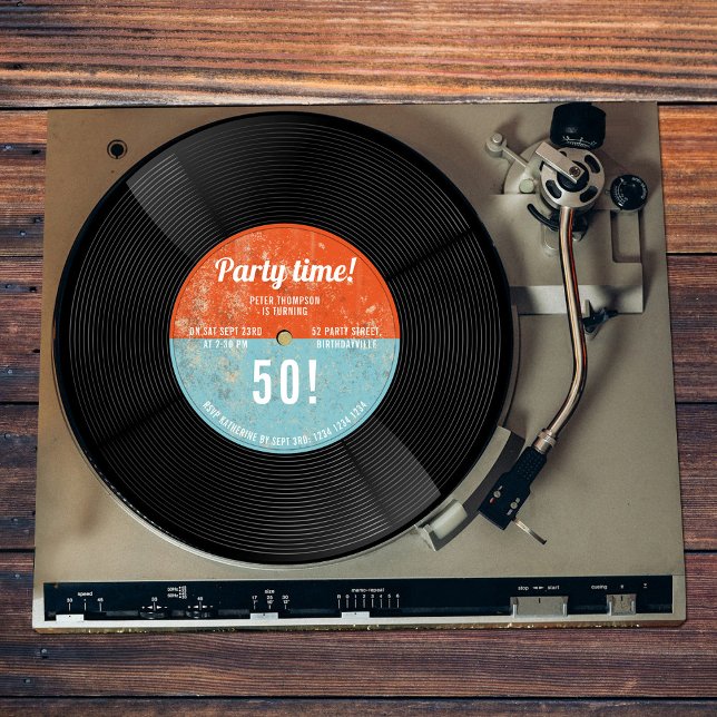 Vintage Retro Vinyl Record Music Birthday Invitation (Vintage Retro Vinyl Record Music Birthday Invitation)