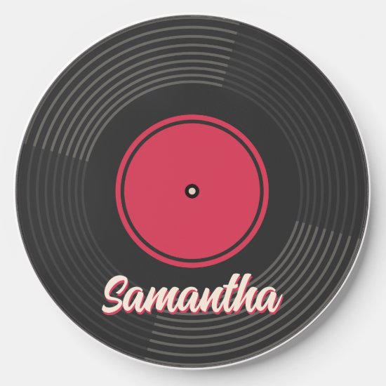 Vintage Retro Vinyl Record Music Lover Personalize Wireless Charger