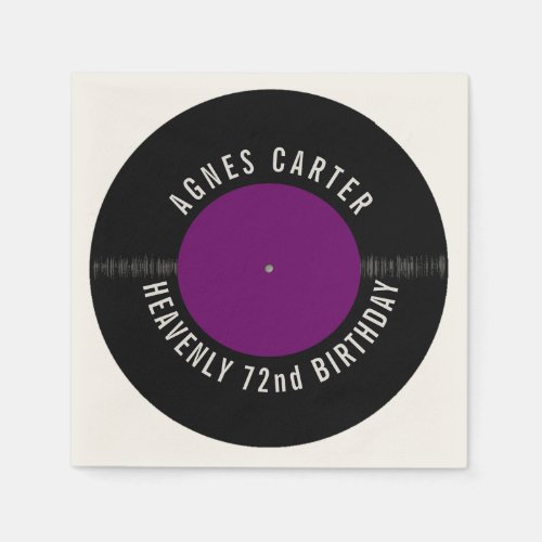 Vintage Retro Vinyl Record Personalized Party Napkins