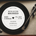 Vintage Retro Vinyl Record QR Wedding Invitation<br><div class="desc">Introducing the perfect invitation for music lovers and vintage enthusiasts alike – our Wedding Invitation Vinyl Record! This unique invitation is designed to look like a classic vinyl record, complete with grooves and a label that can be customized with your wedding details. The front of the invitation features a beautiful...</div>