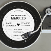 Vintage Retro Vinyl Record QR Wedding Invitation