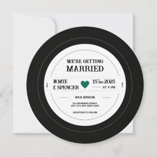 Vintage Retro Vinyl Record QR Wedding Invitation