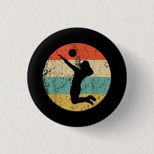 Vintage Retro Volleyball Player Button