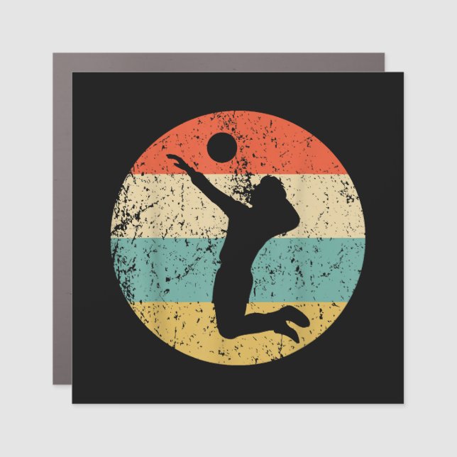 Vintage Retro Volleyball Player Car Magnet (Front)