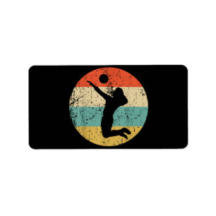 Vintage Retro Volleyball Player Label