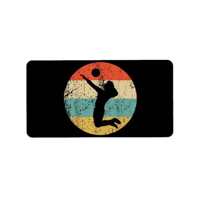 Vintage Retro Volleyball Player Label (Front)