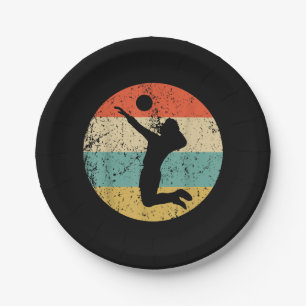 Vintage Retro Volleyball Player Paper Plates
