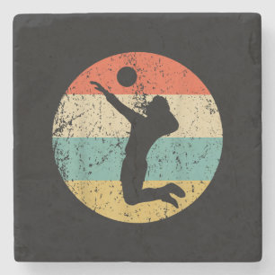Vintage Retro Volleyball Player Stone Coaster