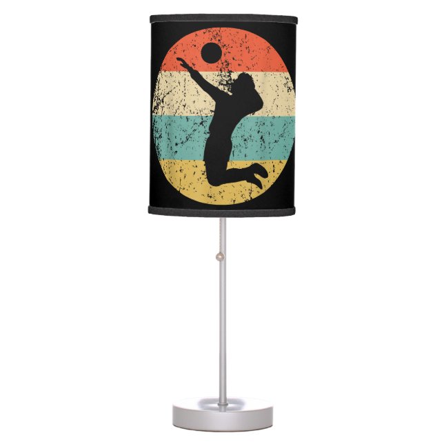 Vintage Retro Volleyball Player Table Lamp (Front)