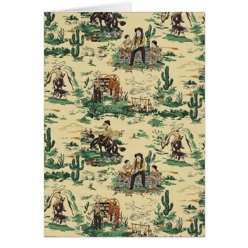 Vintage Retro Wallpaper Western Cowboy Blank Card