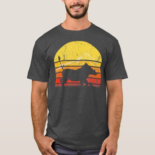 Vintage Retro Warthog Silhouette Sun Animal T_Shirt