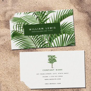 Vintage Retro Watercolor Palm Tree Leaves  Business Card by idovedesign at Zazzle