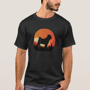 Vintage Retro Wavy Sky & Forest Pug Dog T-Shirt