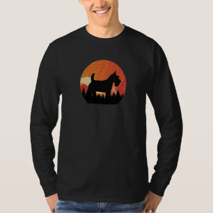 Vintage Retro Wavy Sky & Forest Scottish Terrier D T-Shirt