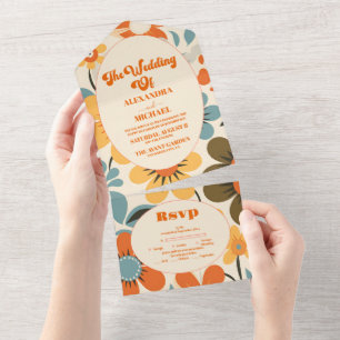 Vintage Retro Wedding  All In One Invitation