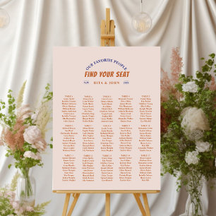 Vintage Retro Wedding Plan Seating Chart Foam Board