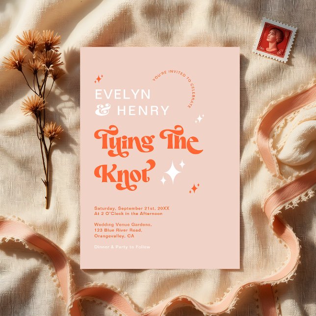 Vintage Retro We're Tying The Knot Wedding Invitation (Creator Uploaded)