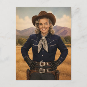 Vintage Retro Western Cowgirl Aesthetic Photo Postcard