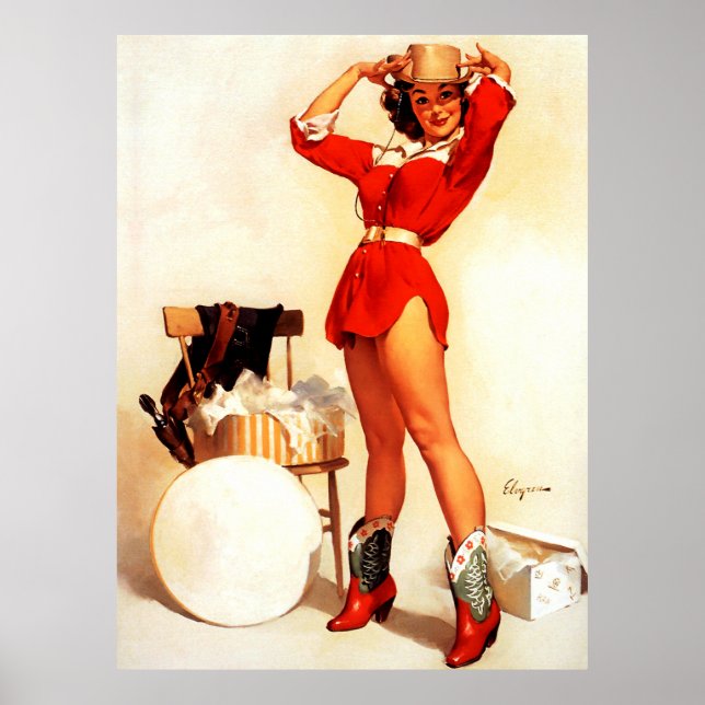 Vintage Retro Western Pin UP Girl Poster (Front)