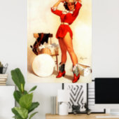 Vintage Retro Western Pin UP Girl Poster (Home Office)