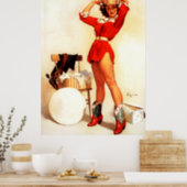 Vintage Retro Western Pin UP Girl Poster (Kitchen)