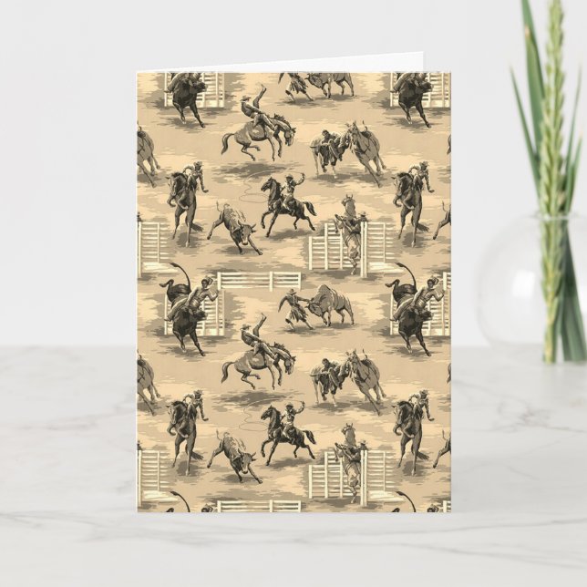 Vintage Retro Western Rodeo Cowboy Card (Front)