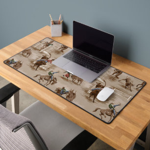 Vintage Retro Western Rodeo Cowboy  Desk Mat