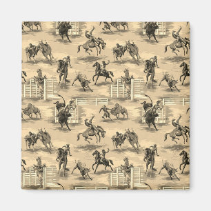 Vintage Retro Western Rodeo Cowboy  Magnet