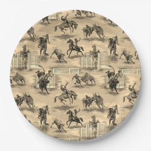 Vintage Retro Western Rodeo Cowboy Paper Plates