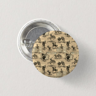 Vintage Retro Western Rodeo Cowboy Pinback Button