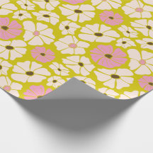 Vintage retro White & Pink poppies surface pattern