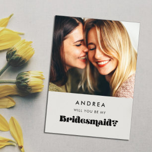 Vintage retro Will you be my bridesmaid photo card