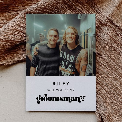 Vintage retro Will you be my groomsman photo card
