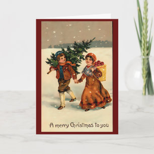 Vintage Retro Winter Christmas Personalized Card