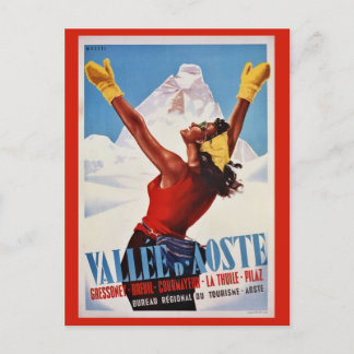 Vintage retro winter Italian Alps travel Postcard