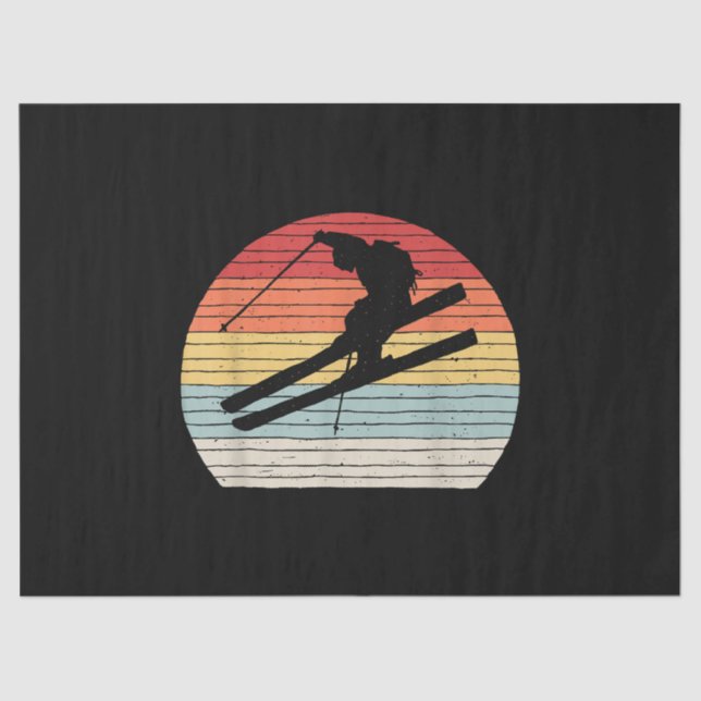 Vintage Retro Winter Sports Skiing Tissue Paper (Front)