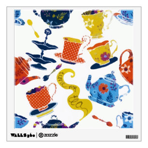 Vintage Retro Winter Whimsical Tea Party Wall Decal