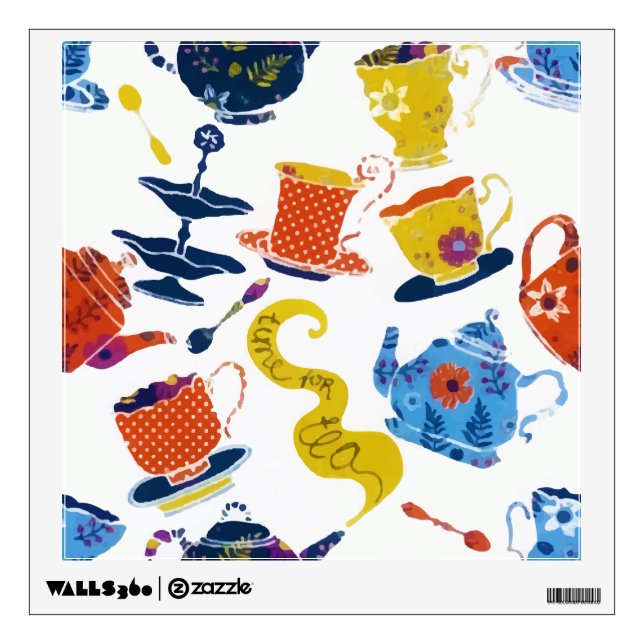 Vintage Retro Winter Whimsical Tea Party Wall Decal (Front)